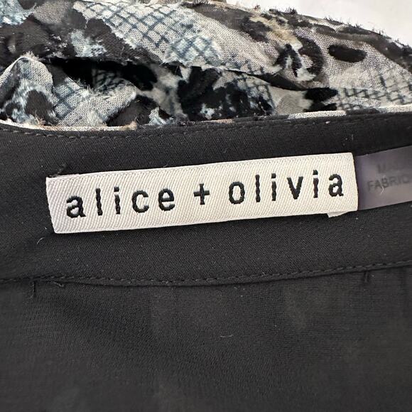 Alice + Olivia Athena Midi Skirt Snakeskin Sheer Slit Flowy | Black White | SZ 6 - Picture 10 of 12